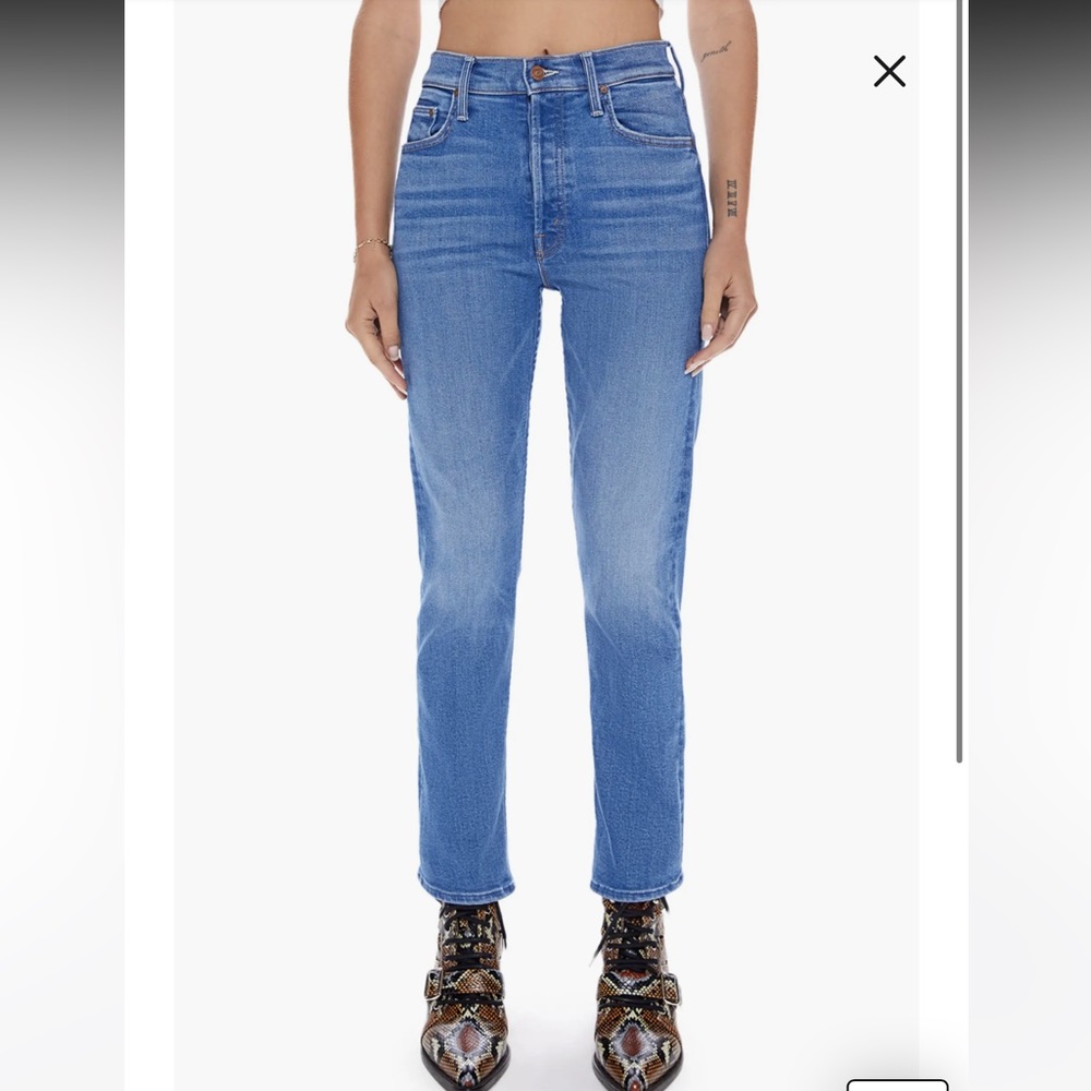 MOTHER The Tomcat Layover High Waist Crop Straight Leg Jeans